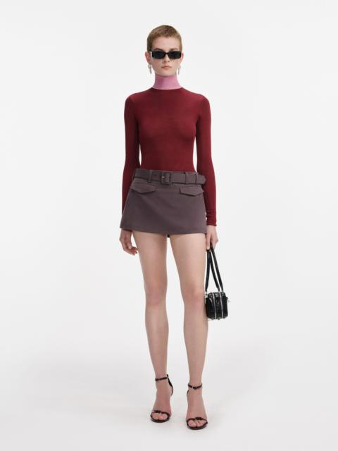 Burgundy Contrast Viscose Knit Top