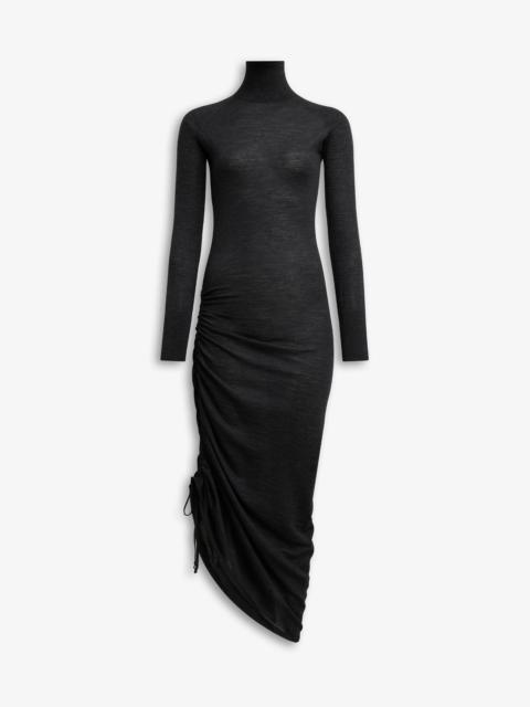 LONG SLEEVE DRAPED KNIT DRESS