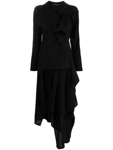 ruffle-detail asymmetric coat