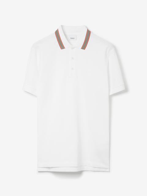 Icon Stripe Collar Cotton Piqué Polo Shirt