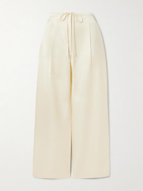 Pleated Satin Wide-leg Pants