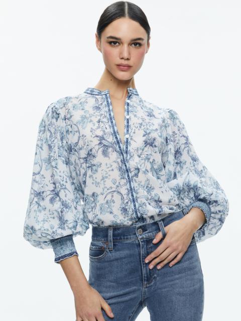 APRIL PLEATED BLOUSON SLEEVE TOP