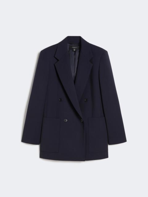 Double-breasted technical wool blazer - BLACK