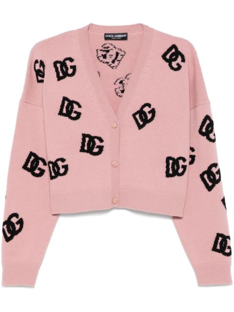 jacquard-logo cropped cardigan