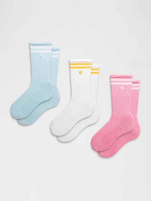 Unisex Daily Essential Crew Socks 3 Pack *Stripe