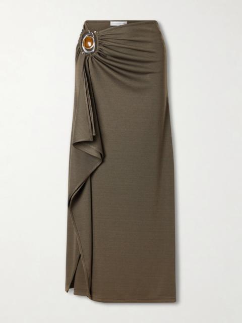 Occhio Embellished Ribbed-jersey Maxi Skirt