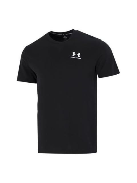 Under Armour Logo Embroidered Heavyweight Short Sleeve T-shirt 'Black White' 1373997-001