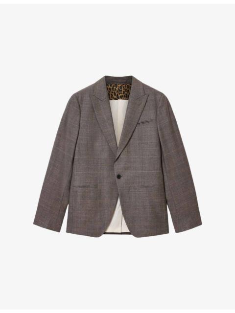 Clover Check Regular-Fit Stretch Wool-Blend Blazer