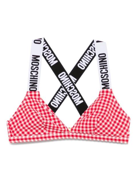 gingham-check bikini top