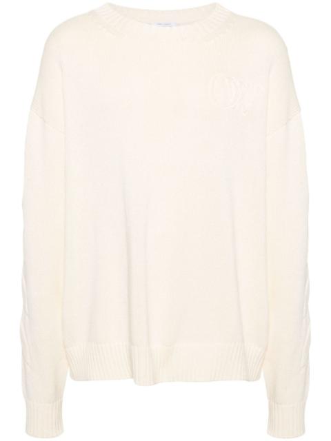 crew-neck diagonal-stripe jumper