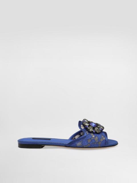 Slippers in lace with crystals