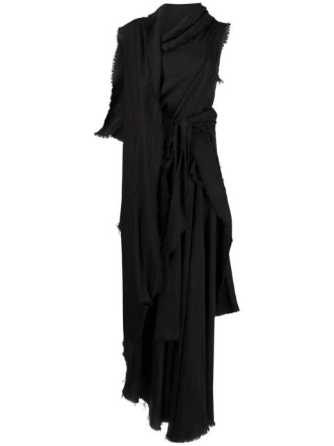 asymmetric draped maxi dress