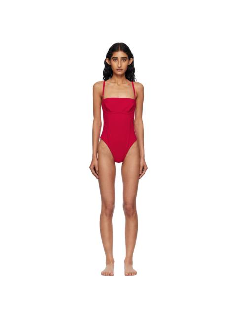 Red Crepe Tamis Swimsuit