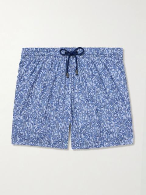 Straight-Leg Mid-Length Printed Swim Shorts Blue