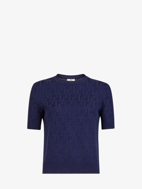 Blue cotton and viscose sweater