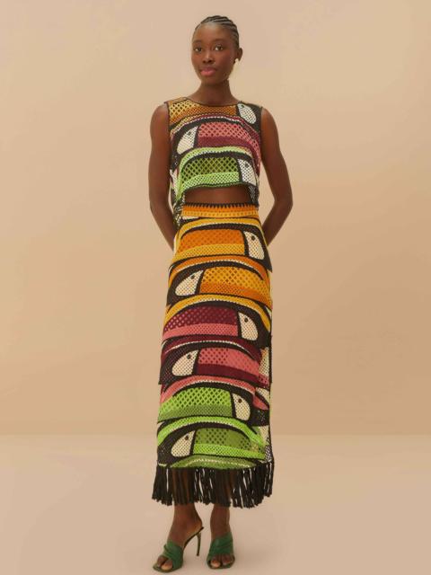 Multicolor Toucan Tree Crochet Skirt
