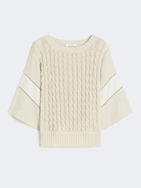 Loose-fit linen yarn sweater - BEIGE