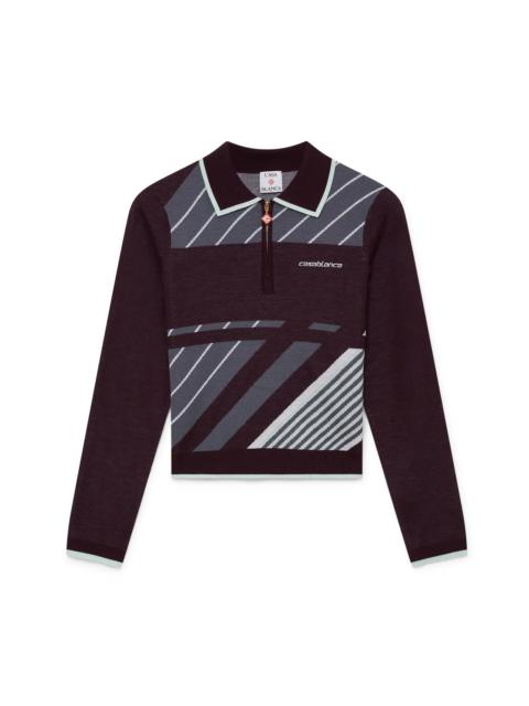 Diagonal Tennis Merino Long Sleeve Polo Shirt | Casablanca Paris