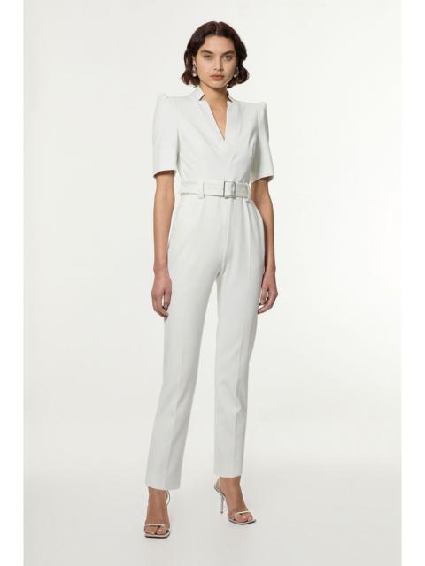 Petite Structured Crepe Forever Belted Jumpsuit