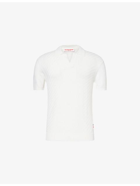 Horton Textured-Pattern Cotton-And-Silk Polo Shirt