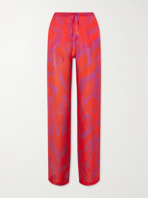 Printed Silk-georgette Straight-leg Pants