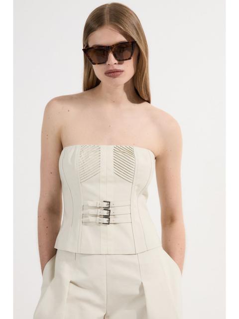 Archive Collection - Tailored Cotton Pintuck Grosgrain Belted Corset