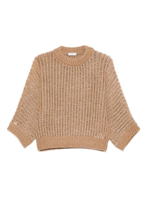 open-knit crew-neck sweater