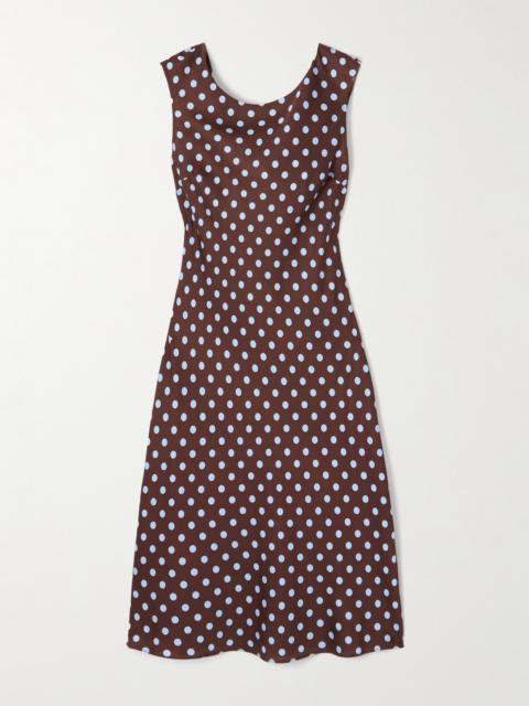 Leo Polka-dot Tencel-blend Satin Midi Dress