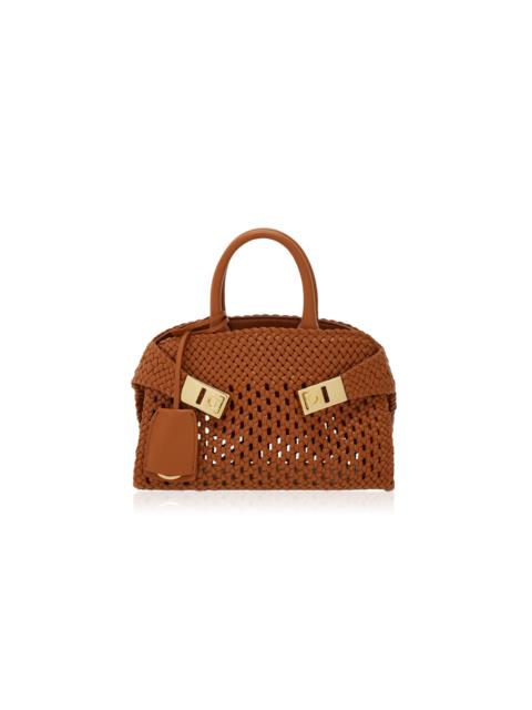 Hug Mini Woven Leather Bag brown