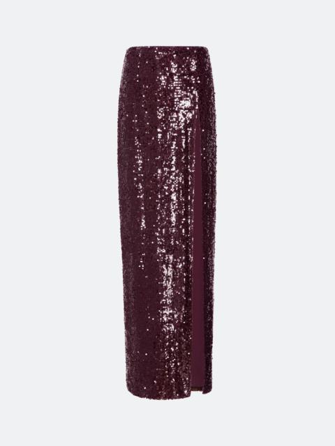 Sequin High Waist Slit Maxi Skirt