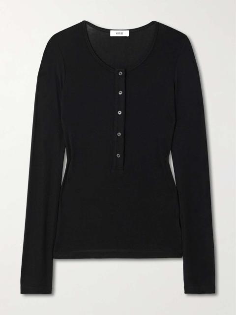 Faustine Lyocell-blend Henley top Black