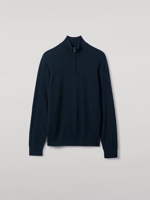 Classic Cashmere Green Zip Neck Jumper