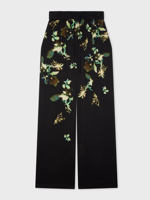 Women's Black 'Lens Blur Botanical' Drawstring Trousers