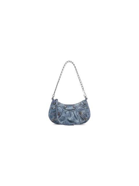 Women's Le Cagole Mini Purse With Chain Bb Monogram Bleached Denim in Blue