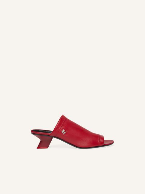 WET STRETCH LEATHER HEELED MULES