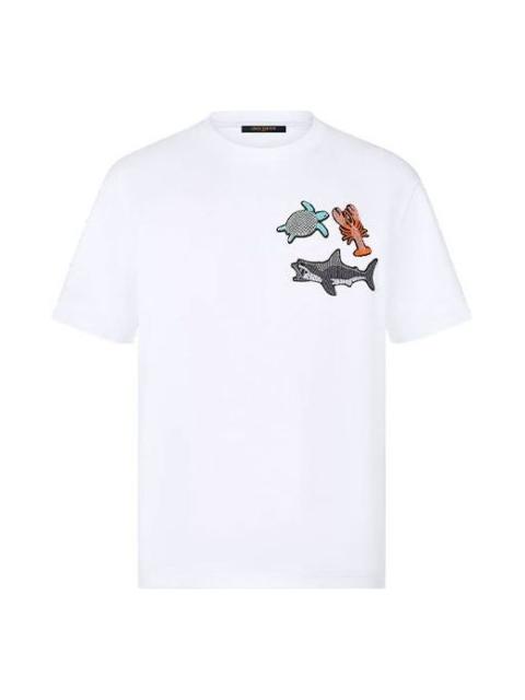 Men's LOUIS VUITTON animal Pattern Printing Short Sleeve White 1A8QXN