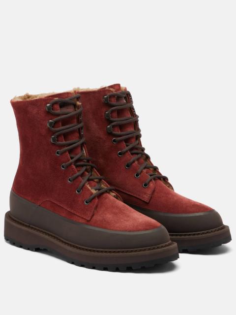 Dolomite shearling-lined suede combat boots