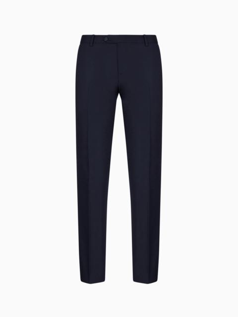 Worsted virgin-wool, creased trousers