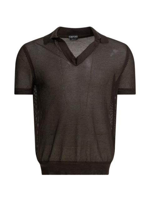 V-neck mesh T-shirt