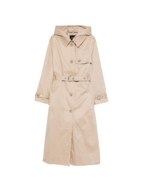 belted hooded raincoat