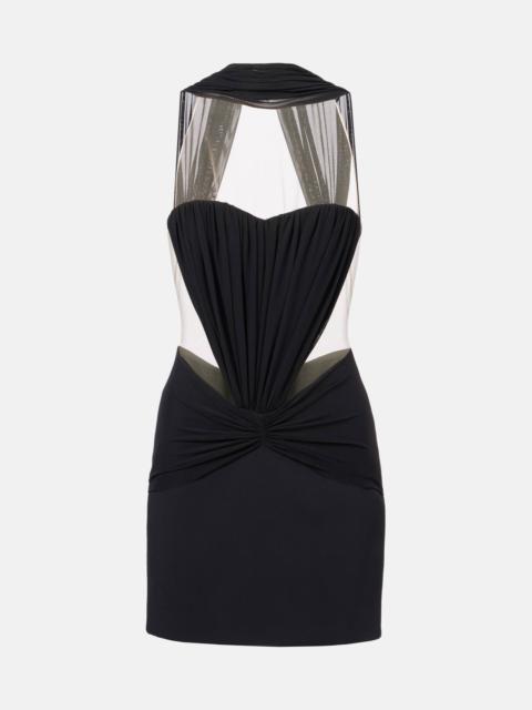 Scarf-detail ruched minidress