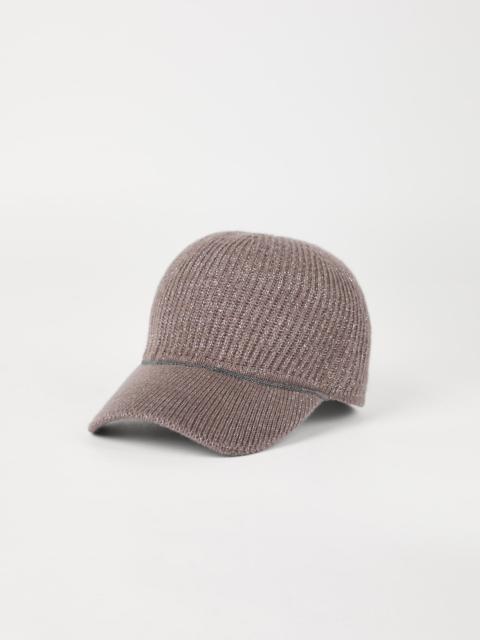 Sparkling cashmere English rib knit baseball cap with monili