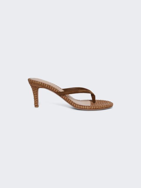 Calypso Sandals Brown Raffia And Suede