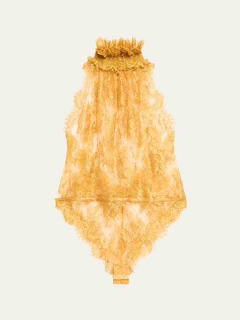 Sleeveless High-Neck Lace Bodysuit