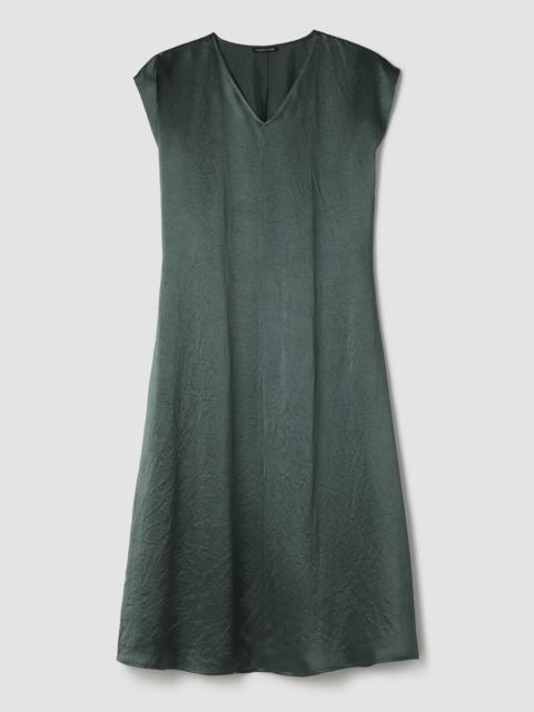 Textured Satin V-Neck Dress