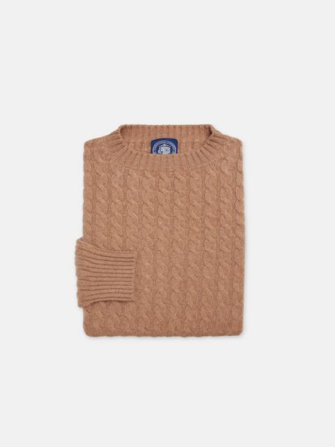 MADE-IN-SCOTLAND FAWN CABLE KNIT CASHMERE SWEATER