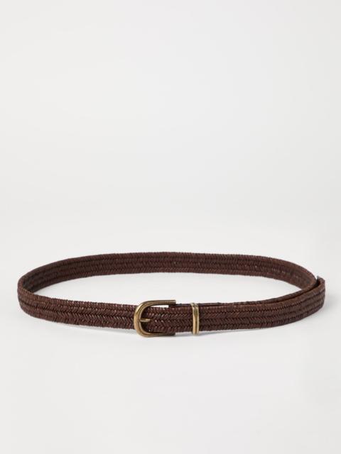 Stretch braided leather belt