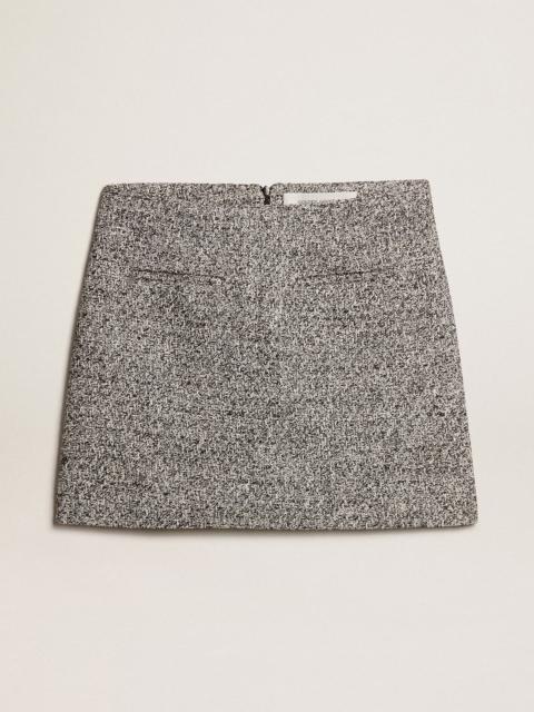 Miniskirt in black and white bouclé cotton