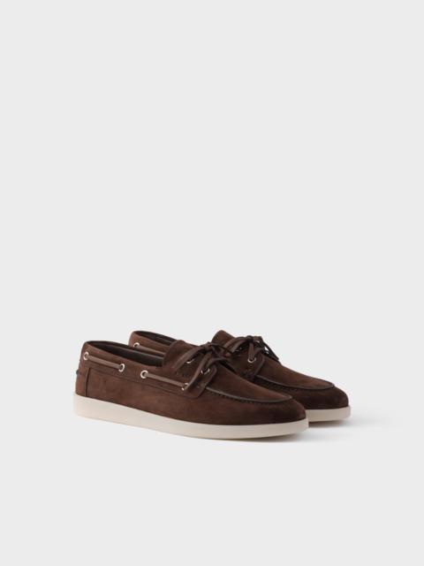 Suede boat shoes with laces