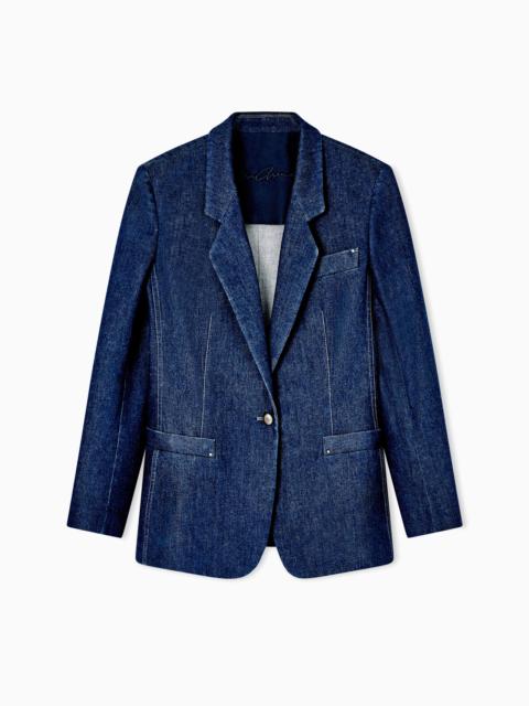 DENIM SINGLE-BREASTED JACKET IN STRETCH COTTON